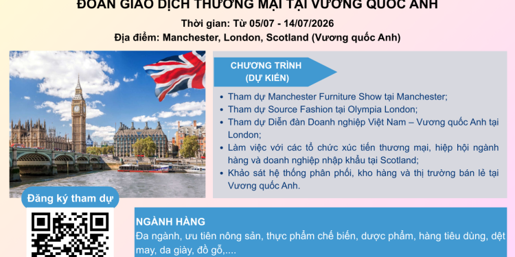 Mời tham gia Đoàn giao dịch thương mại tại Vương quốc Anh